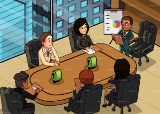 Black man with executives at business meeting. PNG - JPG and vector EPS file formats (infinitely scalable). Image isolated on transparent background.