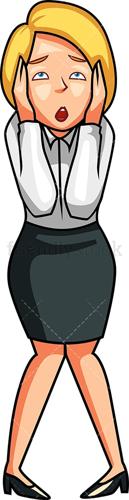 Businesswoman clutching her head. PNG - JPG and vector EPS file formats (infinitely scalable). Image isolated on transparent background.