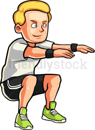 Caucasian man doing squats. PNG - JPG and vector EPS file formats (infinitely scalable). Image isolated on transparent background.