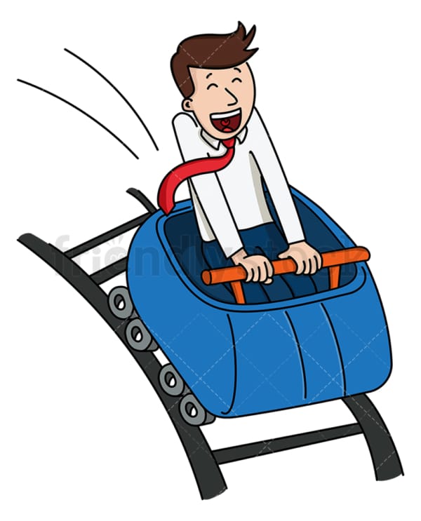 Happy businessman roller coaster ride. PNG - JPG and vector EPS file formats (infinitely scalable). Image isolated on transparent background.