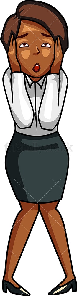 Helpless black businesswoman. PNG - JPG and vector EPS file formats (infinitely scalable). Image isolated on transparent background.