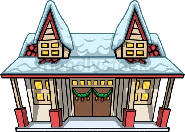 House covered in snow. PNG - JPG and vector EPS file formats (infinitely scalable). Image isolated on transparent background.