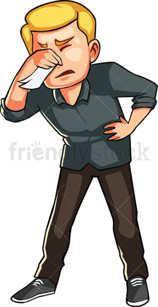 Man blowing his nose. PNG - JPG and vector EPS file formats (infinitely scalable). Image isolated on transparent background.