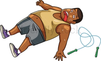 Overweight black man exhausted from working out. PNG - JPG and vector EPS file formats (infinitely scalable). Image isolated on transparent background.