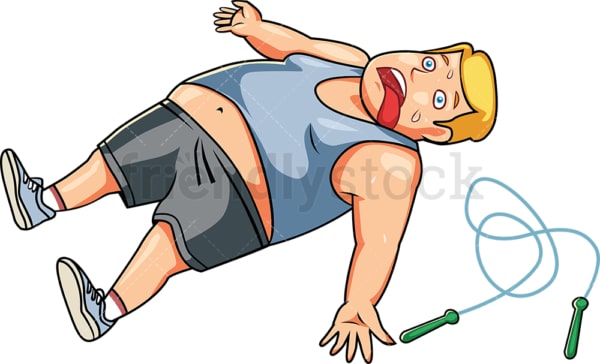 Tired overweight man after workout. PNG - JPG and vector EPS file formats (infinitely scalable). Image isolated on transparent background.