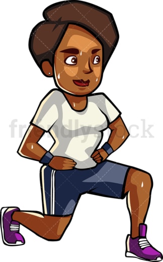 A blAck womAn doing lunges. PNG - JPG and vector EPS file formats (infinitely scalable). Image isolated on transparent background.