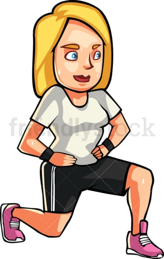 A blonde womAn doing lunges. PNG - JPG and vector EPS file formats (infinitely scalable). Image isolated on transparent background.