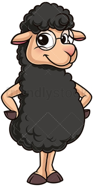 Black sheep with glasses. PNG - JPG and vector EPS (infinitely scalable).