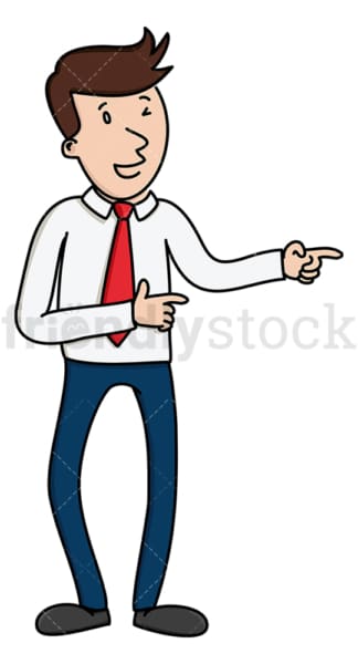 Businessman pointing with both hands. PNG - JPG and vector EPS (infinitely scalable).