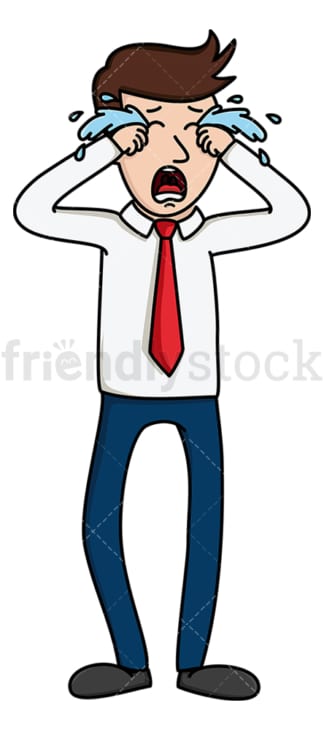 Businessman with tears gushing from eyes. PNG - JPG and vector EPS file formats (infinitely scalable). Image isolated on transparent background.