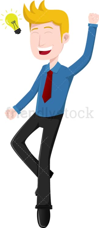 Cheerful businessman coming up with idea. PNG - JPG and vector EPS file formats (infinitely scalable). Image isolated on transparent background.