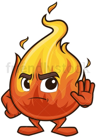 Flame mascot stop sign. PNG - JPG and vector EPS (infinitely scalable).
