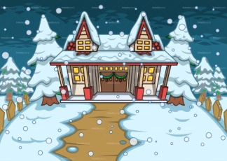 House with yard covered in snow background. PNG - JPG and vector EPS file formats (infinitely scalable). Image isolated on transparent background.