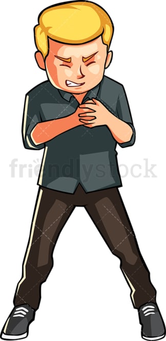 Man having chest pains. PNG - JPG and vector EPS file formats (infinitely scalable). Image isolated on transparent background.
