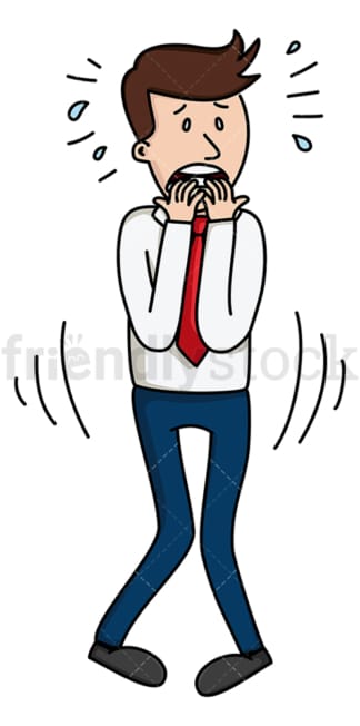 Panicked business man biting nails. PNG - JPG and vector EPS file formats (infinitely scalable). Image isolated on transparent background.
