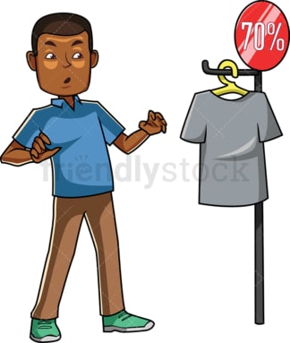 Black man surprised by discount deal. PNG - JPG and vector EPS file formats (infinitely scalable). Image isolated on transparent background.