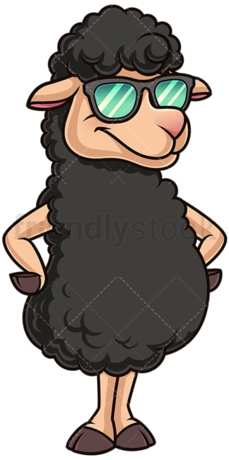 Black sheep with sunglasses. PNG - JPG and vector EPS (infinitely scalable).