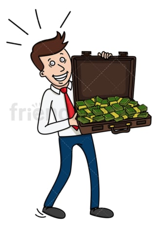 Businessman with briefcase full of money. PNG - JPG and vector EPS (infinitely scalable).