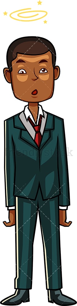 Dizzy black businessman. PNG - JPG and vector EPS file formats (infinitely scalable). Image isolated on transparent background.