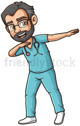Male nurse dabbing. PNG - JPG and vector EPS file formats (infinitely scalable). Image isolated on transparent background.