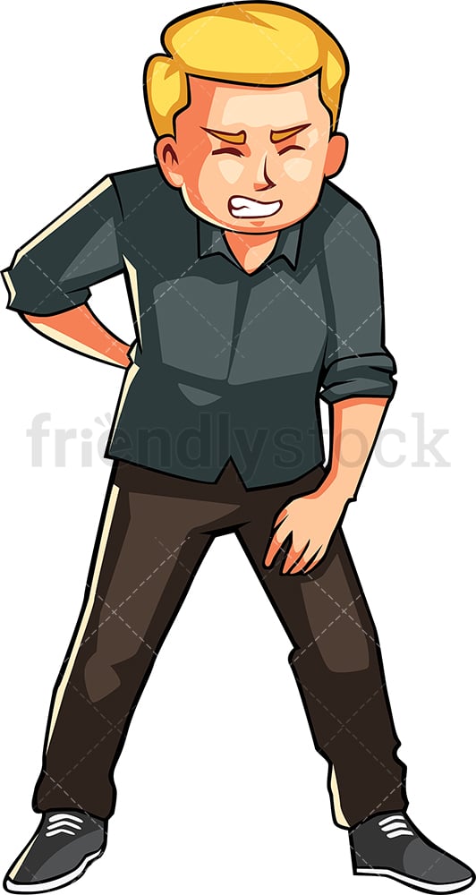 Man suffering from back pain. PNG - JPG and vector EPS file formats (infinitely scalable). Image isolated on transparent background.