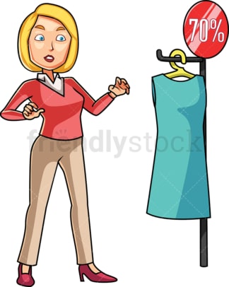 Woman coming across deal she can't resist. PNG - JPG and vector EPS file formats (infinitely scalable). Image isolated on transparent background.