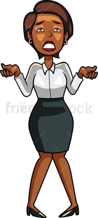 Anguished black businesswoman. PNG - JPG and vector EPS file formats (infinitely scalable). Image isolated on transparent background.