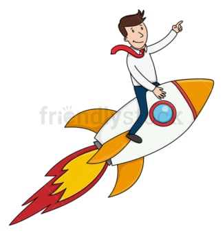 Businessman on rocket ship. PNG - JPG and vector EPS (infinitely scalable).