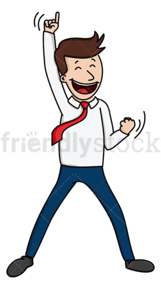 Celebrating businessman in victory pose. PNG - JPG and vector EPS file formats (infinitely scalable). Image isolated on transparent background.