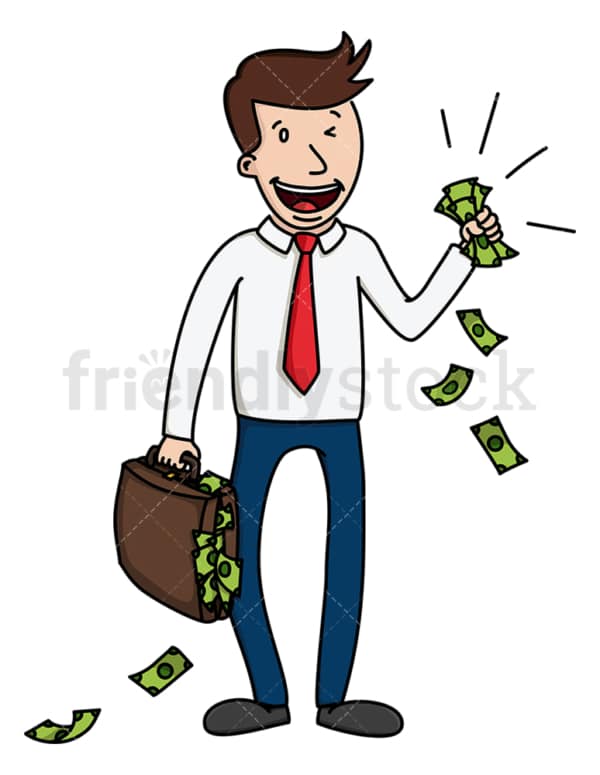 Corporate man with lots of cash. PNG - JPG and vector EPS (infinitely scalable).