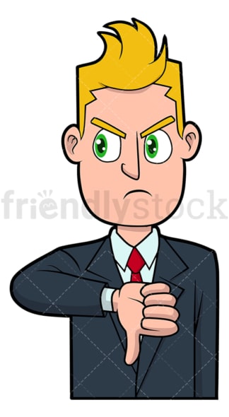 Dissatisfied businessman thumbs down. PNG - JPG and vector EPS file formats (infinitely scalable). Image isolated on transparent background.