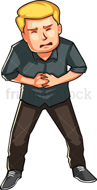 Man dealing with sharp stomach aches. PNG - JPG and vector EPS file formats (infinitely scalable). Image isolated on transparent background.