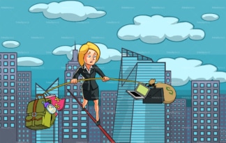 Woman balancing career and personal life. PNG - JPG and vector EPS file formats (infinitely scalable). Image isolated on transparent background.