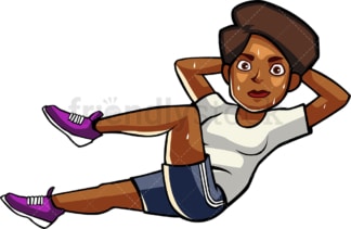 A blAck womAn doing bicycle crunches. PNG - JPG and vector EPS file formats (infinitely scalable). Image isolated on transparent background.