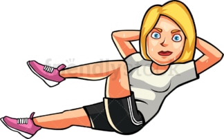 A blonde womAn doing bicycle crunches. PNG - JPG and vector EPS file formats (infinitely scalable). Image isolated on transparent background.