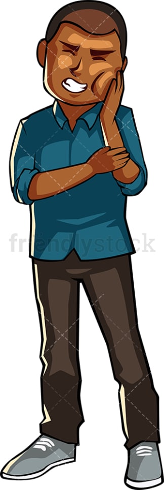 Black man with toothache. PNG - JPG and vector EPS file formats (infinitely scalable). Image isolated on transparent background.