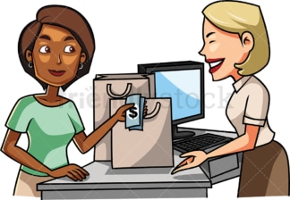 Black woman paying with cash. PNG - JPG and vector EPS file formats (infinitely scalable). Image isolated on transparent background.