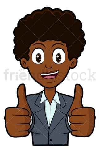 Black woman thumbs up with both hands. PNG - JPG and vector EPS file formats (infinitely scalable). Image isolated on transparent background.