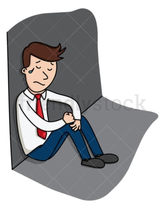 Broken corporate man crying. PNG - JPG and vector EPS file formats (infinitely scalable). Image isolated on transparent background.