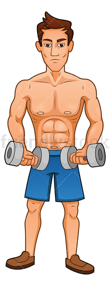 Buff man exercising with dumbbells. PNG - JPG and vector EPS (infinitely scalable).
