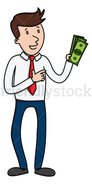 Businessman pointing to money. PNG - JPG and vector EPS (infinitely scalable).