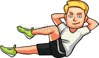 Caucasian man doing bicycle crunches. PNG - JPG and vector EPS file formats (infinitely scalable). Image isolated on transparent background.