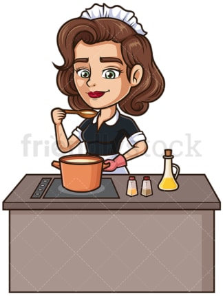 Maid cooking. PNG - JPG and vector EPS (infinitely scalable).