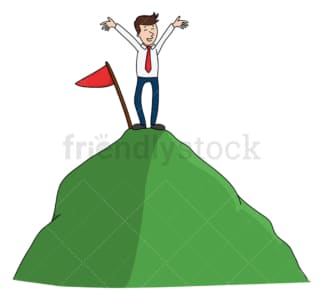 Winning business man on top of a hill. PNG - JPG and vector EPS (infinitely scalable).