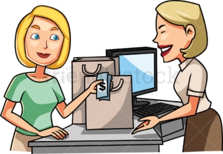 Woman paying for her purchases with cash. PNG - JPG and vector EPS file formats (infinitely scalable). Image isolated on transparent background.