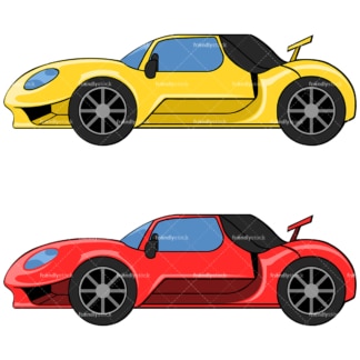 Yellow and red sports car. PNG - JPG and vector EPS file formats (infinitely scalable). Image isolated on transparent background.