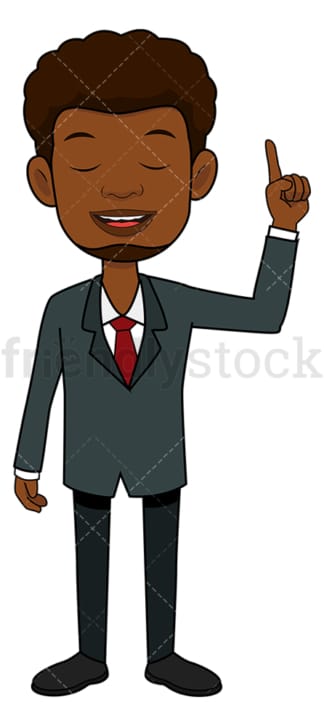 Black businessman making a good point. PNG - JPG and vector EPS file formats (infinitely scalable). Image isolated on transparent background.