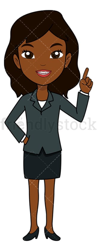 Black businesswoman making declaration. PNG - JPG and vector EPS file formats (infinitely scalable). Image isolated on transparent background.