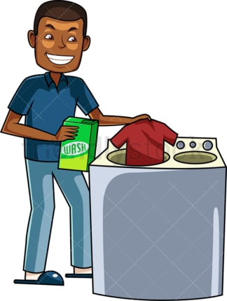 Black man doing the laundry. PNG - JPG and vector EPS file formats (infinitely scalable). Image isolated on transparent background.