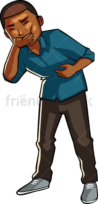 Black man trying to avoid vomiting. PNG - JPG and vector EPS file formats (infinitely scalable). Image isolated on transparent background.